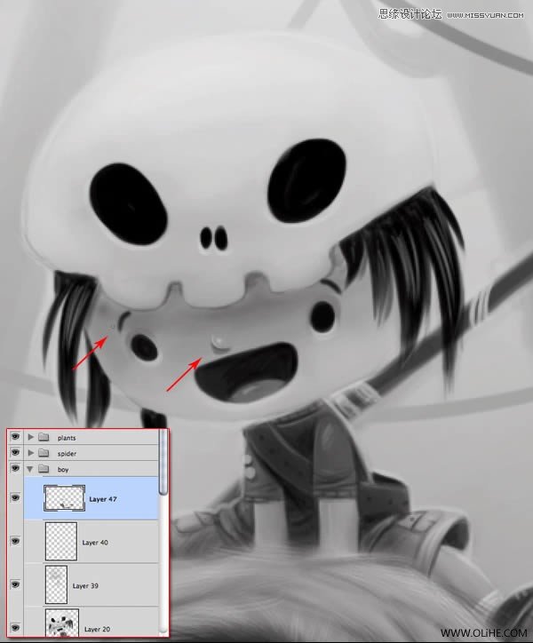 Photoshop绘制一幅骑在宠物蜘蛛上的孩子奇幻插画教程