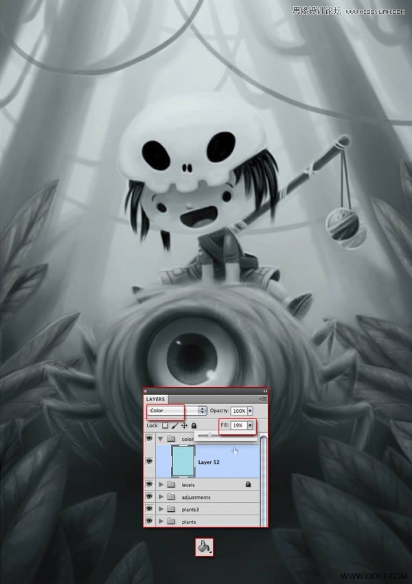 Photoshop绘制一幅骑在宠物蜘蛛上的孩子奇幻插画教程