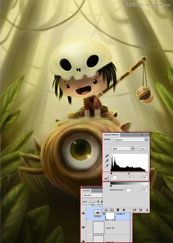 Photoshop绘制一幅骑在宠物蜘蛛上的孩子奇幻插画教程