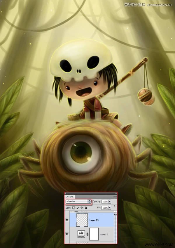 Photoshop绘制一幅骑在宠物蜘蛛上的孩子奇幻插画教程