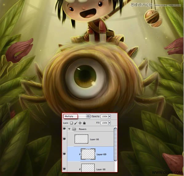 Photoshop绘制一幅骑在宠物蜘蛛上的孩子奇幻插画教程