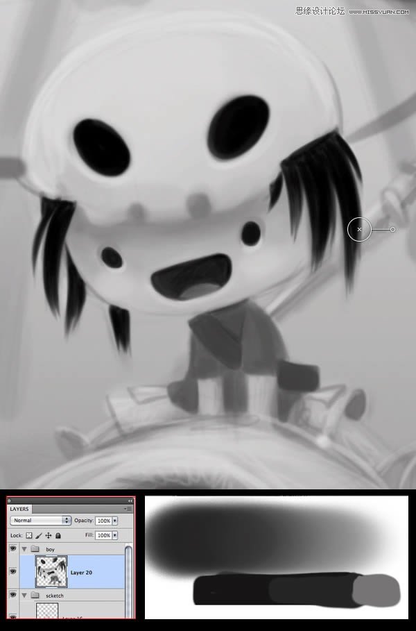 Photoshop绘制一幅骑在宠物蜘蛛上的孩子奇幻插画教程