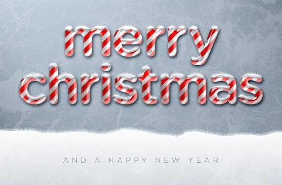 PS给可爱的糖果条字体添加漂亮的积雪效果