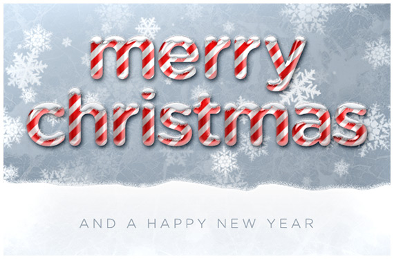 PS给可爱的糖果条字体添加漂亮的积雪效果