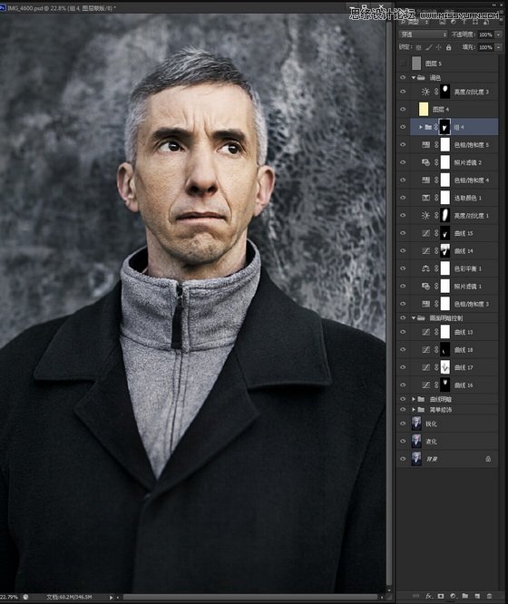 Photoshop调出欧美男士照片超质感的时尚冷色调效果