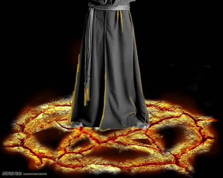 PS合成站在火焰阵法中的魔法师