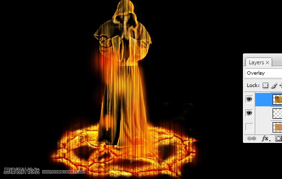 PS合成站在火焰阵法中的魔法师