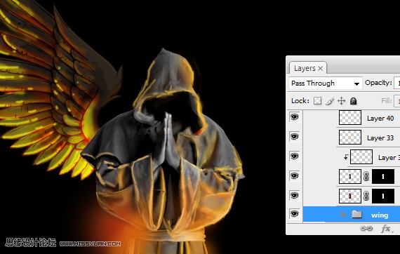 PS合成站在火焰阵法中的魔法师