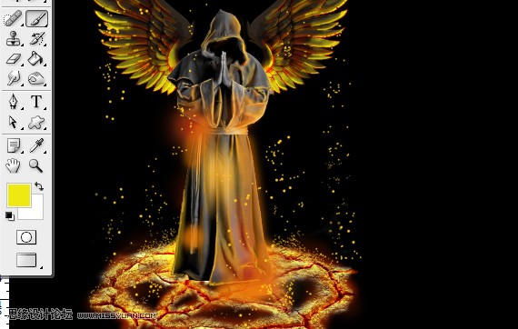 PS合成站在火焰阵法中的魔法师