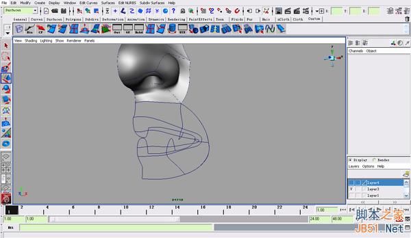 MAYA NURBS制作高精度生物模型详解 脚本之家 MAYA建模教程