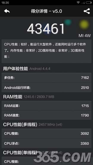 小米4和魅族mx4性能跑分对比