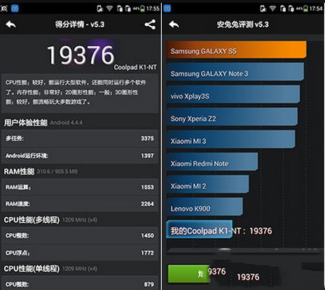 酷派ivvi k1跑分是多少？ivvi k1安兔兔跑分