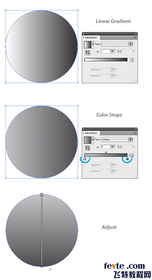 step 2使用渐变工具并改变第一个色块为灰色,第二个为深灰色