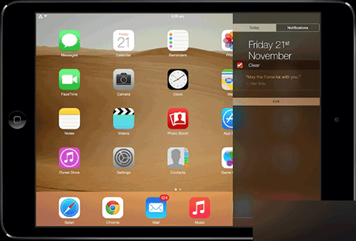 iPad专属插件Centrum：可让iPad的通知中心在屏幕边缘打开”