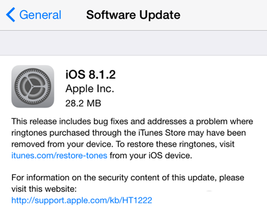 苹果iOS8.1.2正式发布 侧重错误修复提升不大