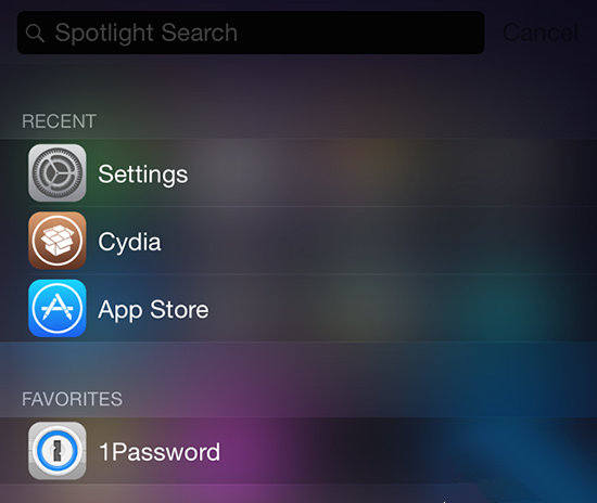 iOS8越狱插件Spotlight 任何界面都能启动Spotlight