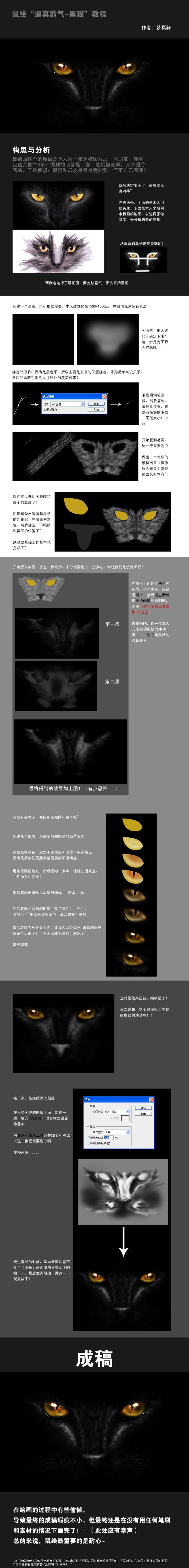 PS鼠绘逼真霸气的黑猫教程