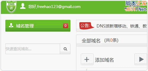 DNS派域名管理页面