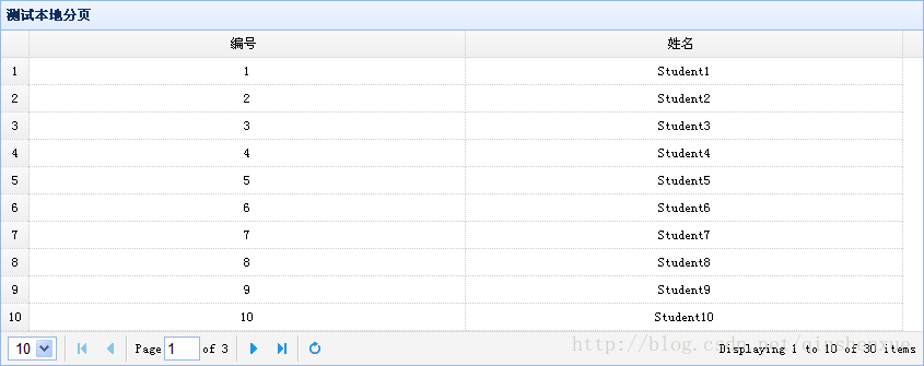 jQuery EasyUI datagrid实现本地分页的方法