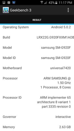 三星Galaxy S6 跑分截图