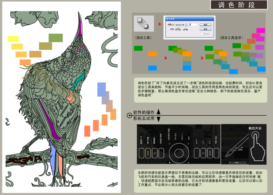 AI结合数位板绘制漂亮翠鸟插画过程  AI实例教程