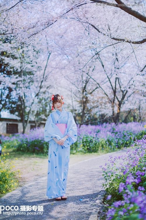 Photoshop调出樱花下的美女日系淡雅色调,PS教程