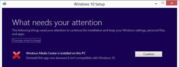 Windows10将不会包含媒体中心组件 且无法恢复”