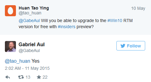 Win10 RTM已经开始向Windows Insiders用户免费推送