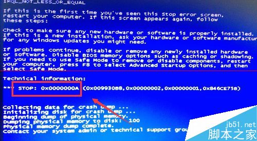 电脑开机蓝屏显示代码0X000000A怎么办？”