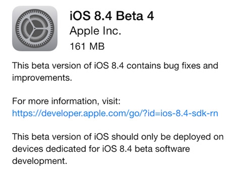 iOS8.4 Beta 4正式推送 修复bug为主