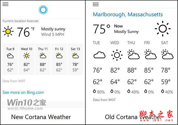 Win10小娜Cortana换上了新版彩色天气图标