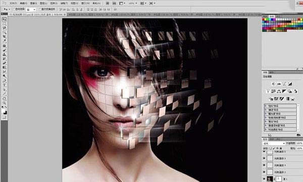 cg美女臉部創意碎片剝落效果ps製作教程