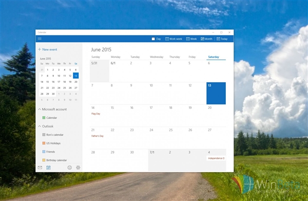Win10新版邮件和日历应用图赏：漂亮使用