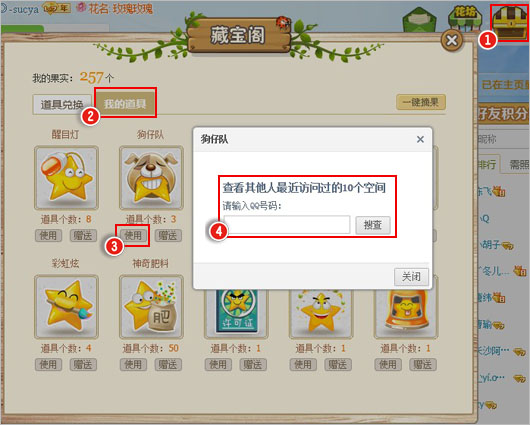 qq空间狗仔队道具怎么用 花藤狗仔队道具卡号用法