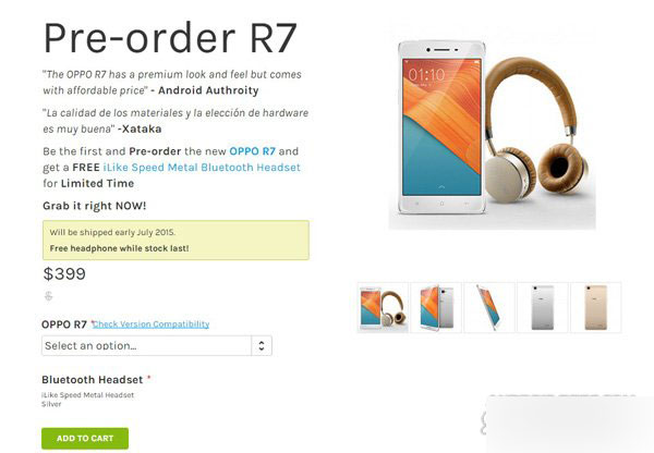 OPPO R7开启海外预订