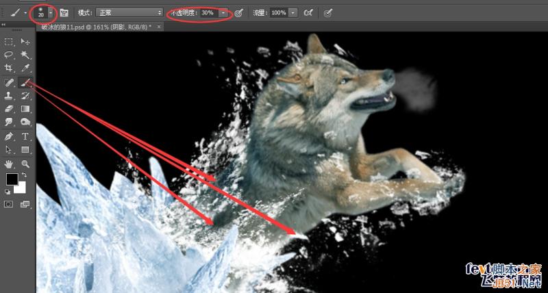 PS合成从冰雪地里冲出来的狼特效教程