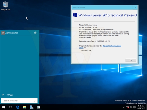 海量截图＋下载：Windows Server 2016第三技术预览版泄露