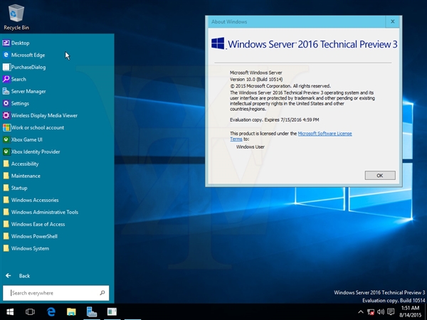 海量截图＋下载：Windows Server 2016第三技术预览版泄露