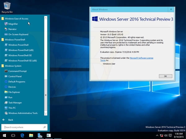 海量截图＋下载：Windows Server 2016第三技术预览版泄露