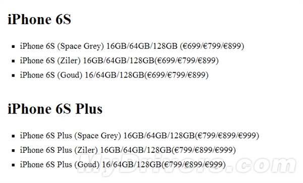 iPhone 6S、6S Plus价格首曝！