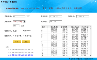 商业贷款计算器2016 v1.0 中文绿色版