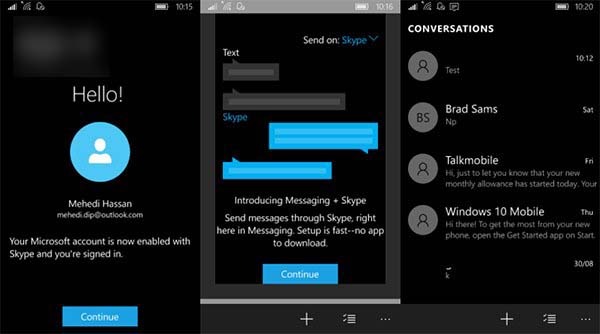 微软已推出Win10 Mobile版《消息Skype》Beta版下载”