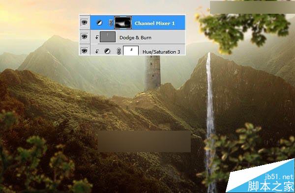 Photoshop合成唯美的山峰晨光效果图