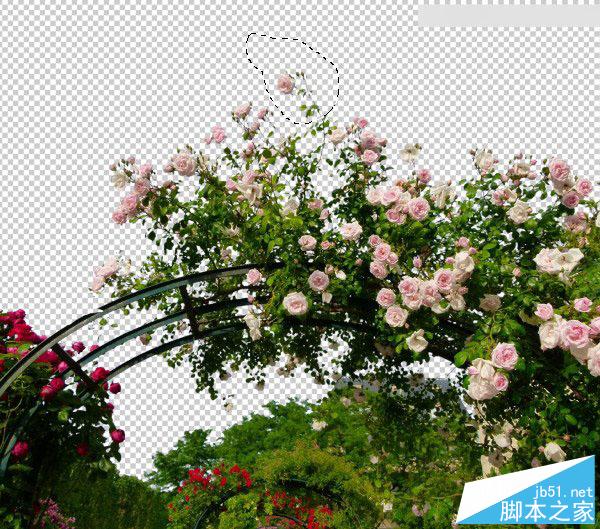 Photoshop合成梦幻风格湖载满鲜花的湖中小舟场景图