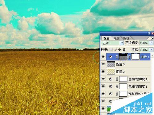 用ps将夏季绿色图片变成秋季的黄色效果