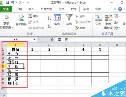 excel 2010教程之表格中的姓名按笔画排序