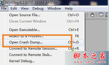 通过File→Open Crash Dump