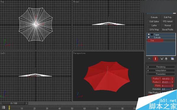 3DSMAX制作雨伞 脚本之家 3DSMAX建模教程