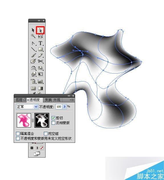 AI网格渐变实现透明的方法 脚本之家 AI实例教程