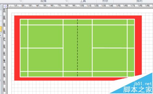 visio怎么绘制羽毛球场?